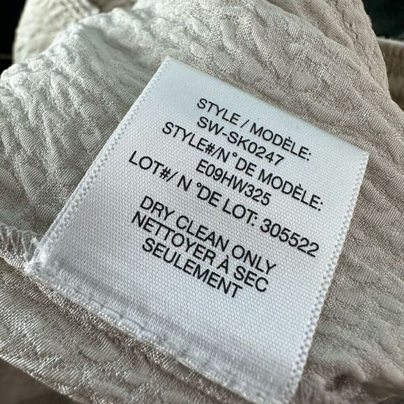 Helmut Lang 100% Silk Textured Midi Maxi Skirt Womens Medium Beige Side Slits - Picture 11 of 11